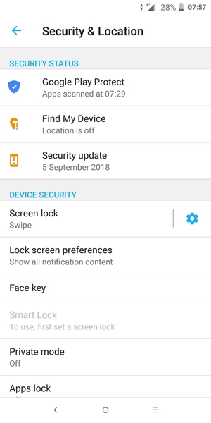 Select Screen lock