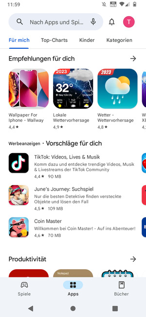 Wählen Sie die Suchleiste