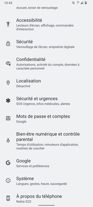 Faites défiler et sélectionnez Mots de passe et comptes