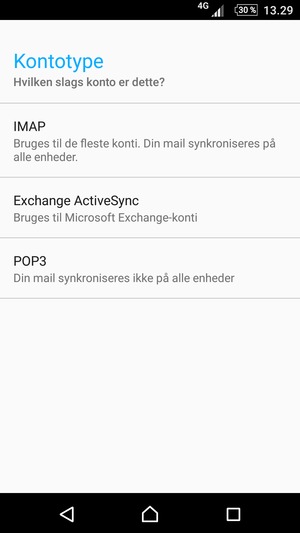 Vælg Exchange ActiveSync