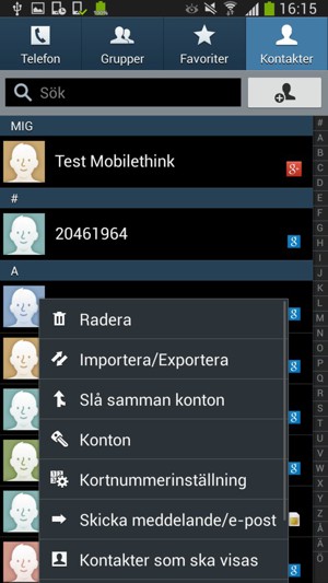Välj Importera/Exportera