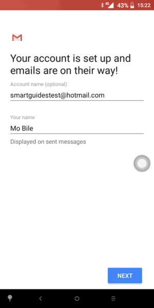 Give your account a name and enter your name. Select NEXT