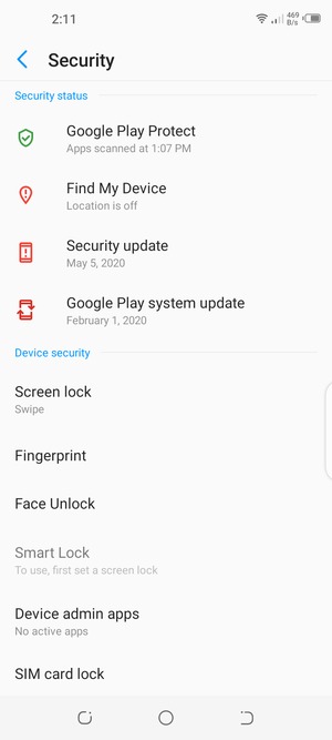 Select Screen lock