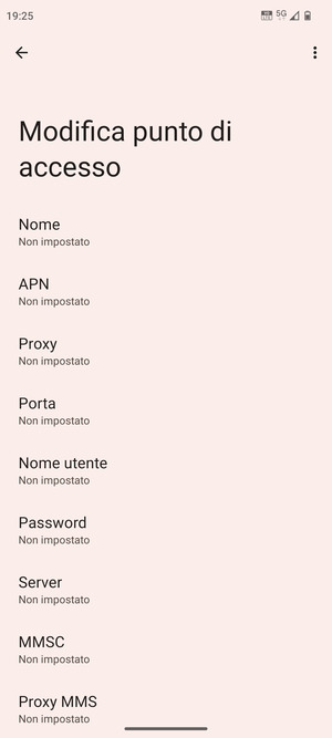 Inserisci le informazioni di Internet