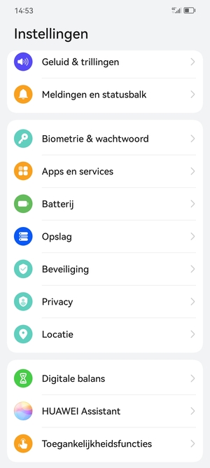 Scroll naar en selecteer Beveiliging