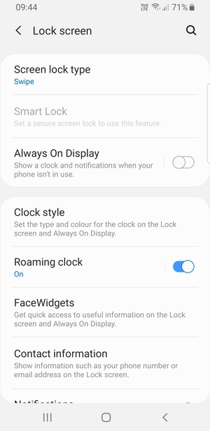 Select Screen lock type