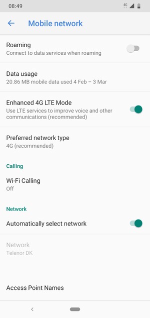 Select Access Point Names