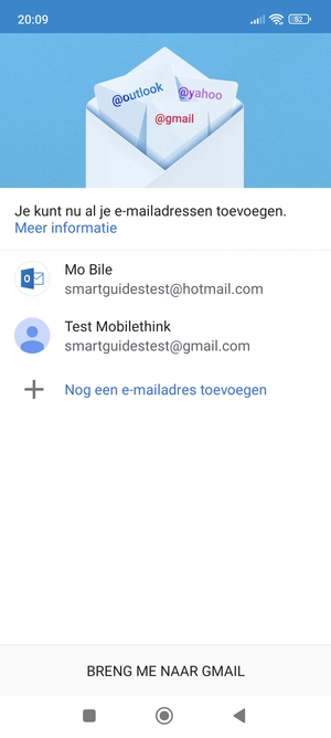 Selecteer BRENG ME NAAR GMAIL