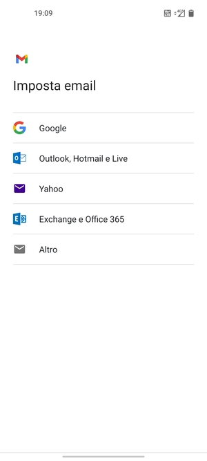 Seleziona Exchange e Office 365