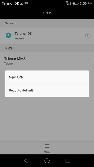 Select Menu and Reset to default