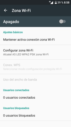 Seleccione Configurar zona Wi-Fi
