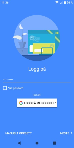 Skriv inn Gmail passord og velg NESTE