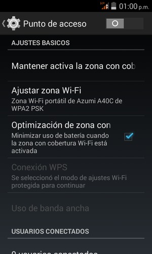 Seleccione Ajustar zona Wi-Fi