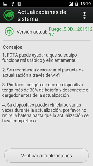 Si su teléfono está actualizado, verá la siguiente pantalla.