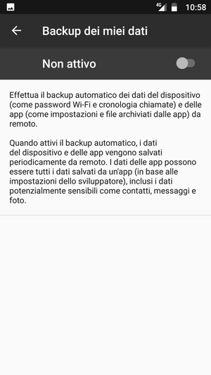 Attiva Backup dei miei dati