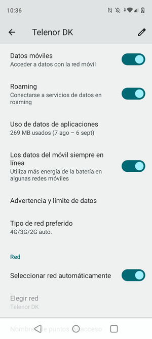 Activar o desactivar Roaming