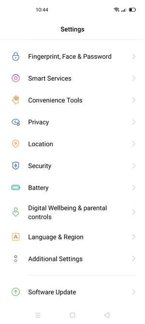 Scroll to and select Security