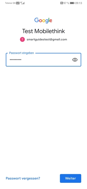 Geben Sie Ihre Gmail Passwort ein und wählen Sie Weiter
