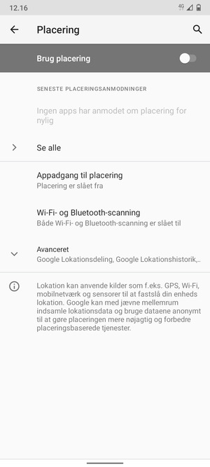 Slå Brug placering fra