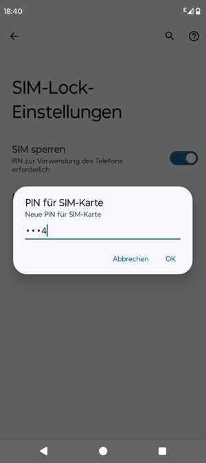 Geben Sie Ihre Neue PIN für SIM-Karte ein und wählen Sie OK