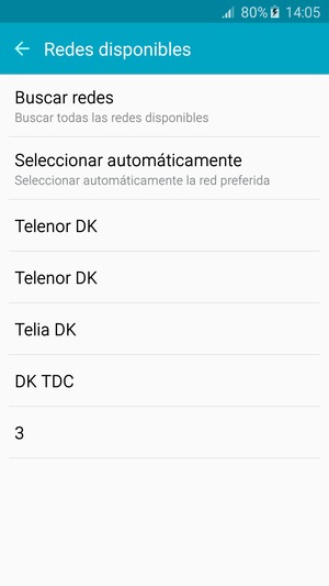 Seleccione un operador de red de la lista