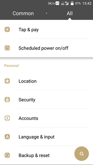 Scroll to and select Security