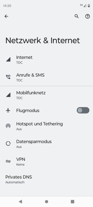 Wählen Sie Mobilfunknetz