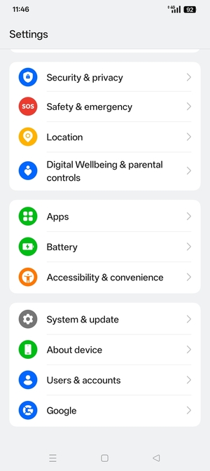 Scroll to and select System & update