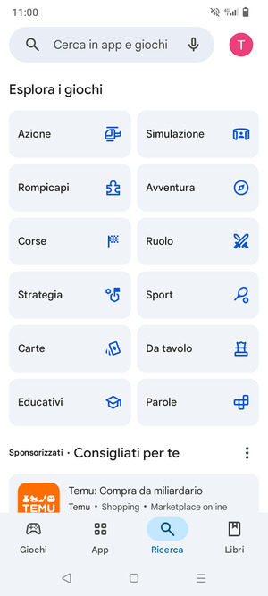 Seleziona la barra di ricerca