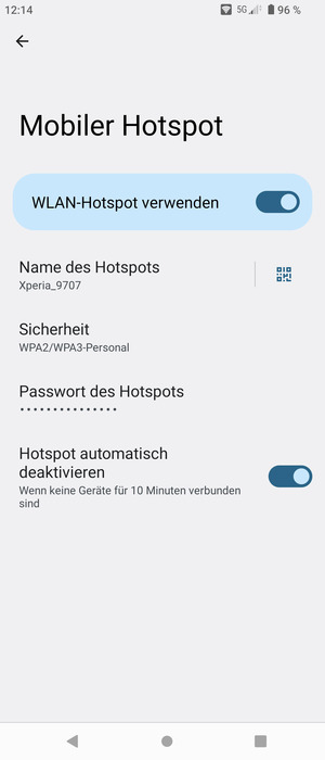 Ihr Handy ist jetzt für die Verwendung als Modem eingerichtet
