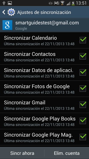 Revise todas las casillas de verificación y seleccione Sincr ahora
