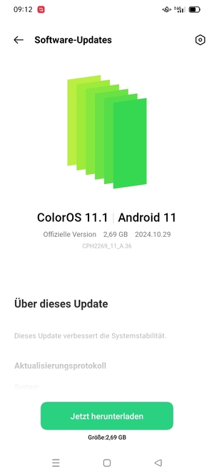 Falls Ihr Handy aktualisiert ist, wird Ihnen der folgende Bildschirm angezeigt