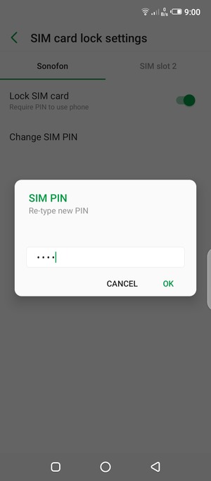 Confirm your new SIM PIN and select OK