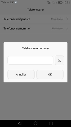 Indtast Telefonsvarernummer og vælg OK