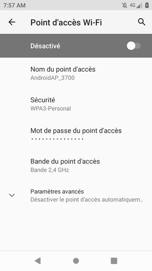 Sélectionnez Mot de passe du point d'accès