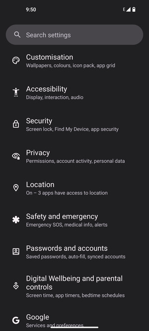 Scroll to and select Location