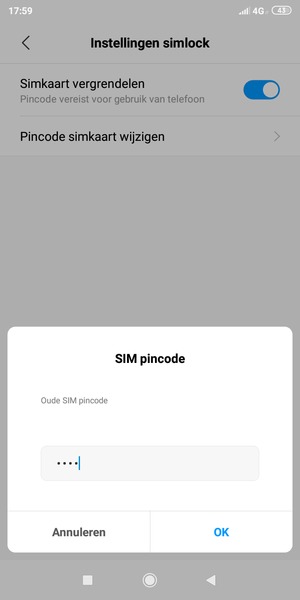 Voer uw Oude SIM pincode in en selecteer OK
