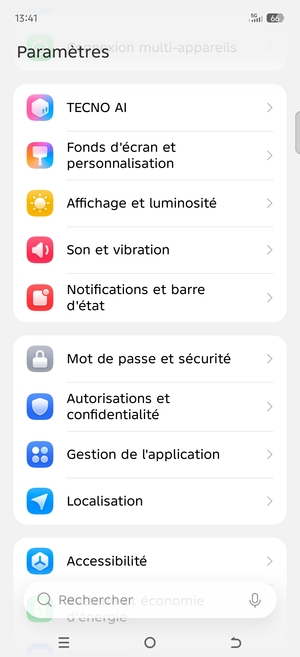 Faites défiler et sélectionnez Mot de passe et sécurité