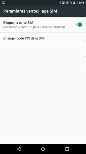 Sélectionnez Changer code PIN de la SIM