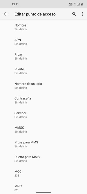 Introduzca la información de Internet