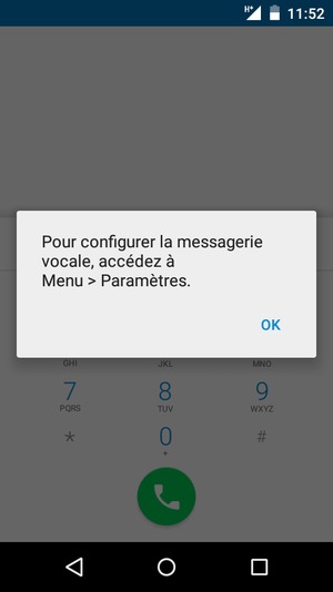Si votre messagerie vocale n'est pas configurée, sélectionnez OK