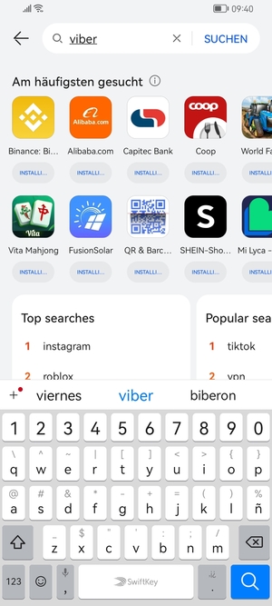 Geben Sie den Namen der App ein und wählen Sie SUCHEN