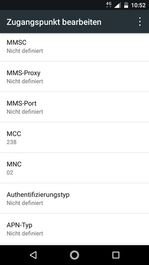 Scrollen Sie nach unten und geben Sie Internetinformationen ein