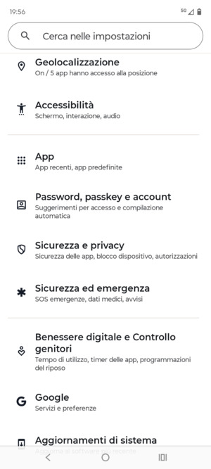 Scorri e seleziona Sicurezza e privacy