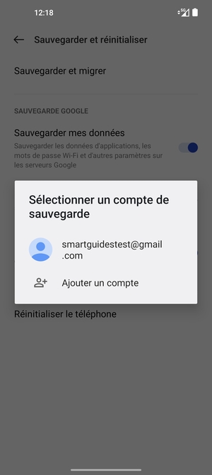 Sélectionnez votre compte de sauvegarde