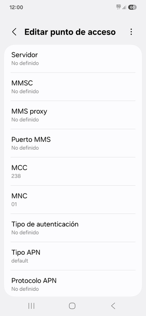 Desplácese hacia abajo e introduzca la información de Internet