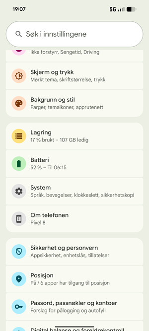 Bla til og velg System