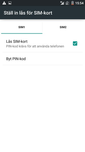Välj SIM-kortet och välj Byt PIN-kod