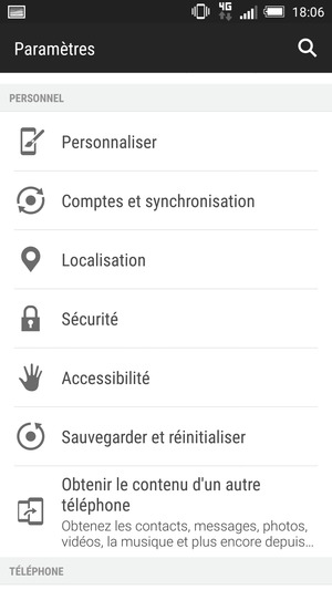 Faites défiler et sélectionnez  Sécurité
