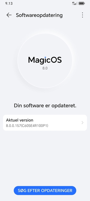 Hvis din telefon er opdateret, vil du se følgende skærmbillede